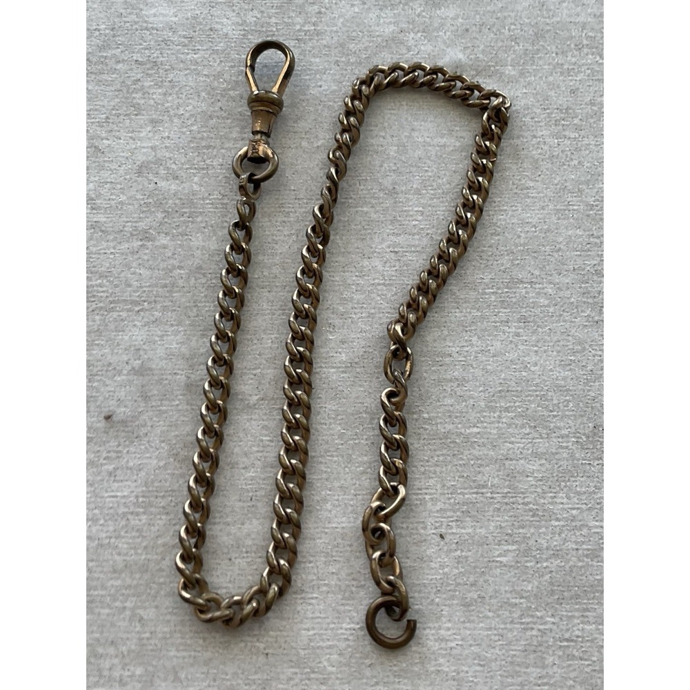 antique gold-toned or brass-plated curb link pocket watch chain Estate Jewelry